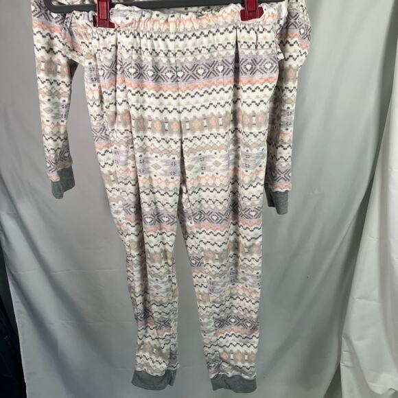 Cuddl‎ Duds Fair Isle Pajama Set Long Sleeve Pants PS Pink Gray Cozy Fleece - Picture 7 of 16